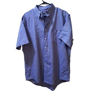 Lands End Men's Solid Blue Dress Shirt Short sleeve Size 16